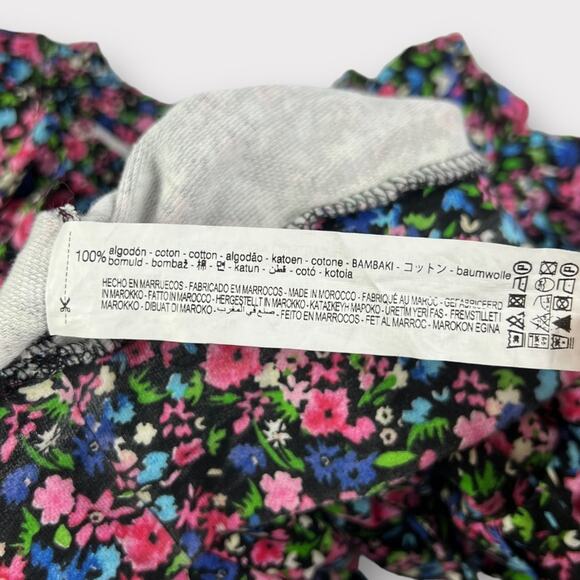 Zara Ruffle Puff Sleeve Floral Crewneck Sweatshirt Size Small - Picture 7 of 7